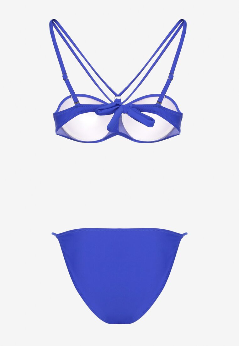 Niebieskie Bikini Biustonosz z Ozdobnymi Paskami i Figi Fadeleine