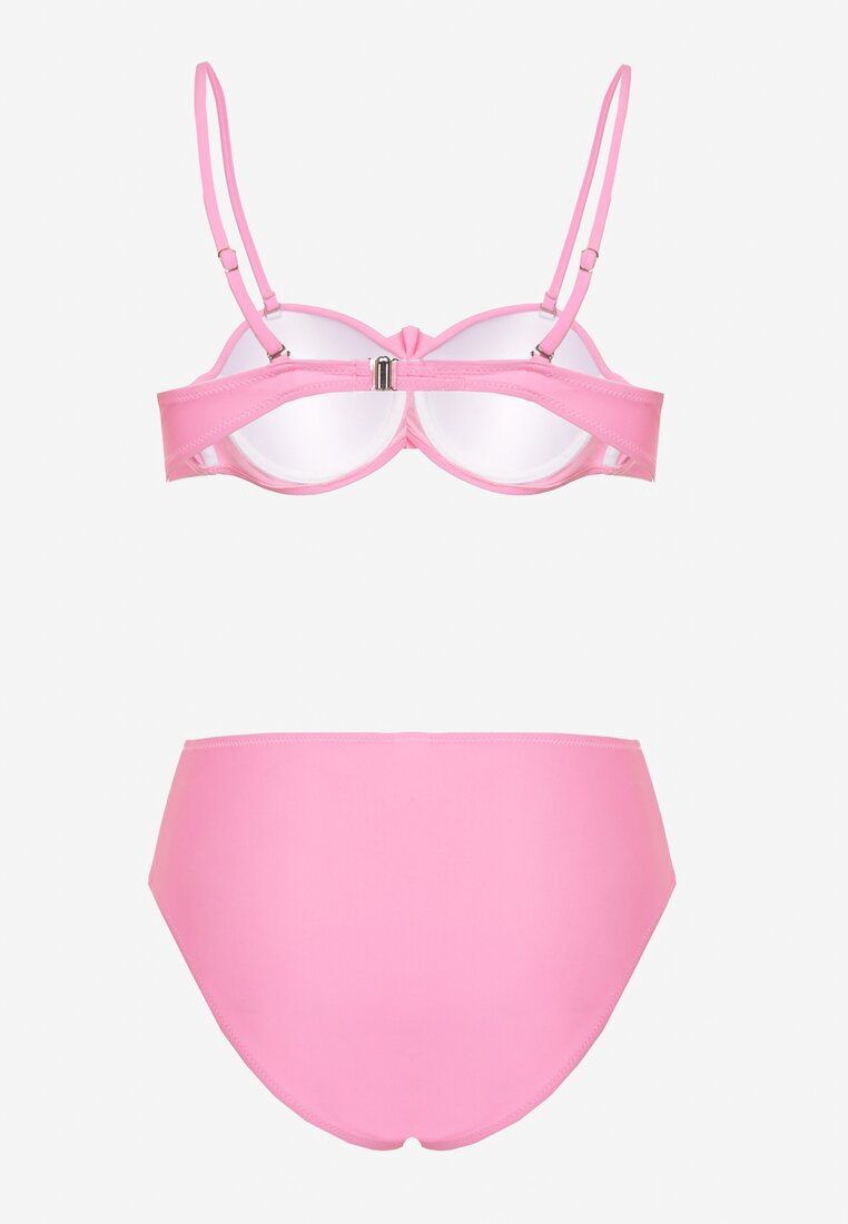 Jasnoróżowe Bikini Biustonosz z Kwiatem 3D i Majtki Typu Figi Telanea