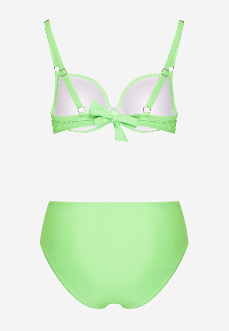 Jasnozielone Bikini Biustonosz z Cyrkoniami i Majtki Typu Figi Tesenna