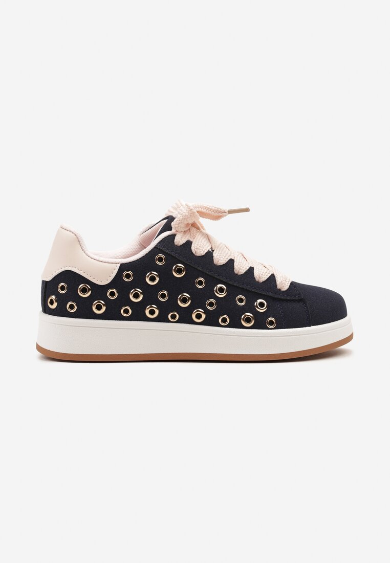 Granatowe Sneakersy Ozdobione Nitami Felorenia