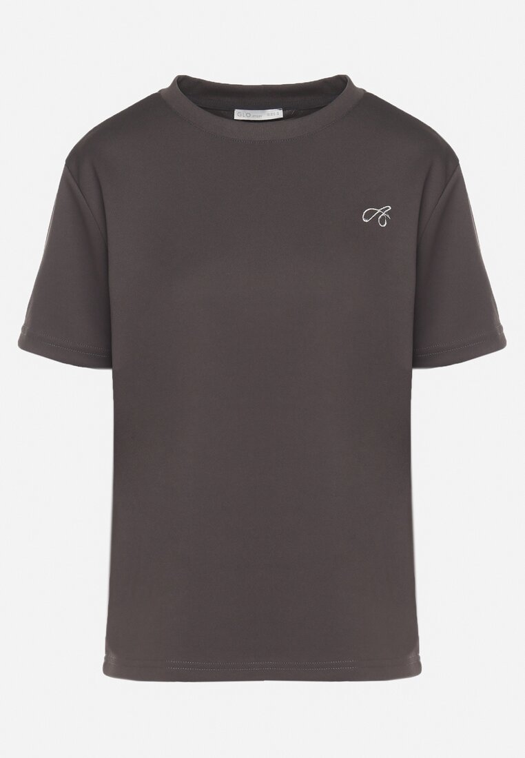 Ciemnoszary T-shirt z Małym Haftem Natavira