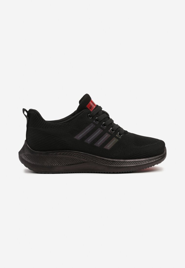 Czarne Buty Sportowe Snekaersy z Ozdobnymi Paskami Dovalora