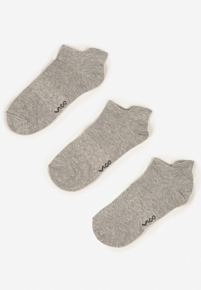 Jasnoszare Bawełniane Skarpety 3 Pack z Napisami Folindria