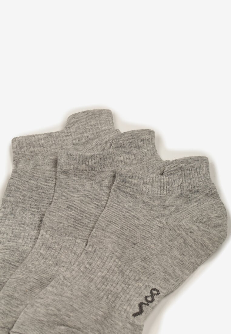 Jasnoszare Bawełniane Skarpety 3 Pack z Napisami Folindria