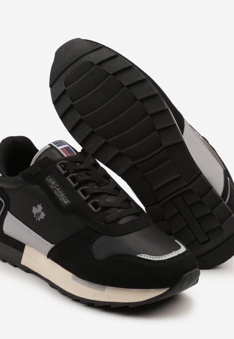 Czarne Buty Sportowe Sneakersy z Ozdobnymi Wstawkami Vevilira