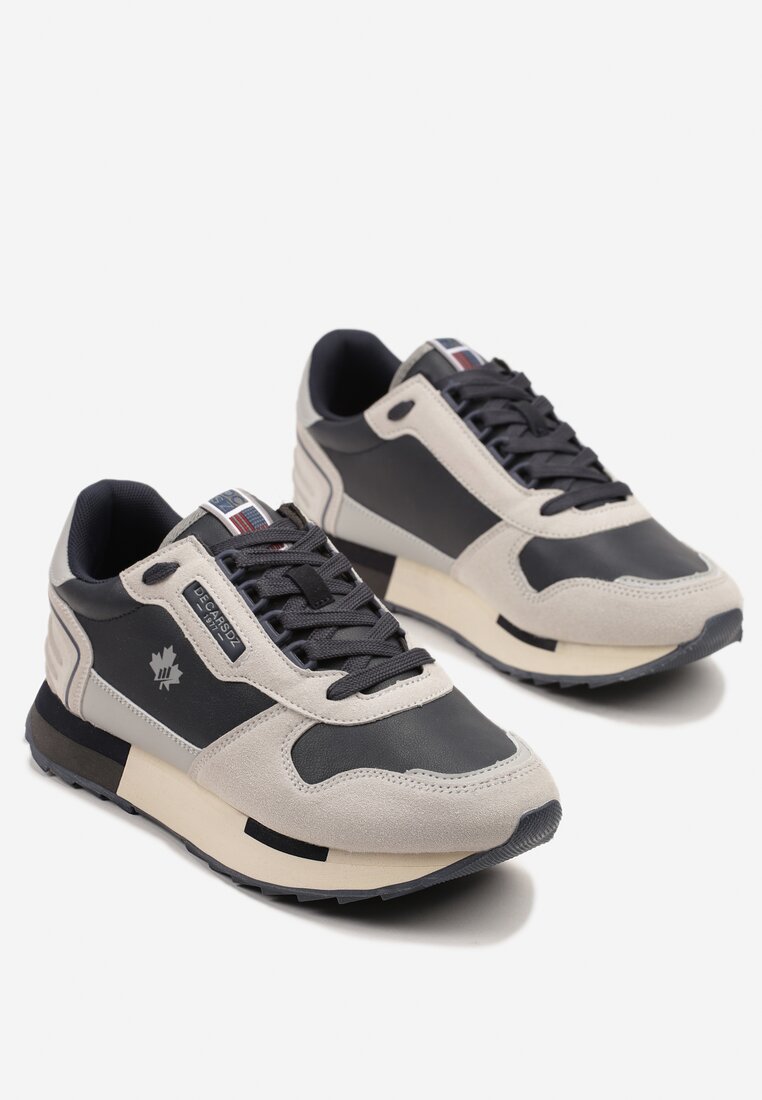 Granatowe Buty Sportowe Sneakersy z Ozdobnymi Wstawkami Vevilira
