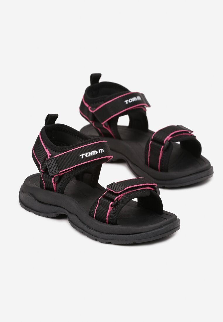 Sandale Negru cu fucsia