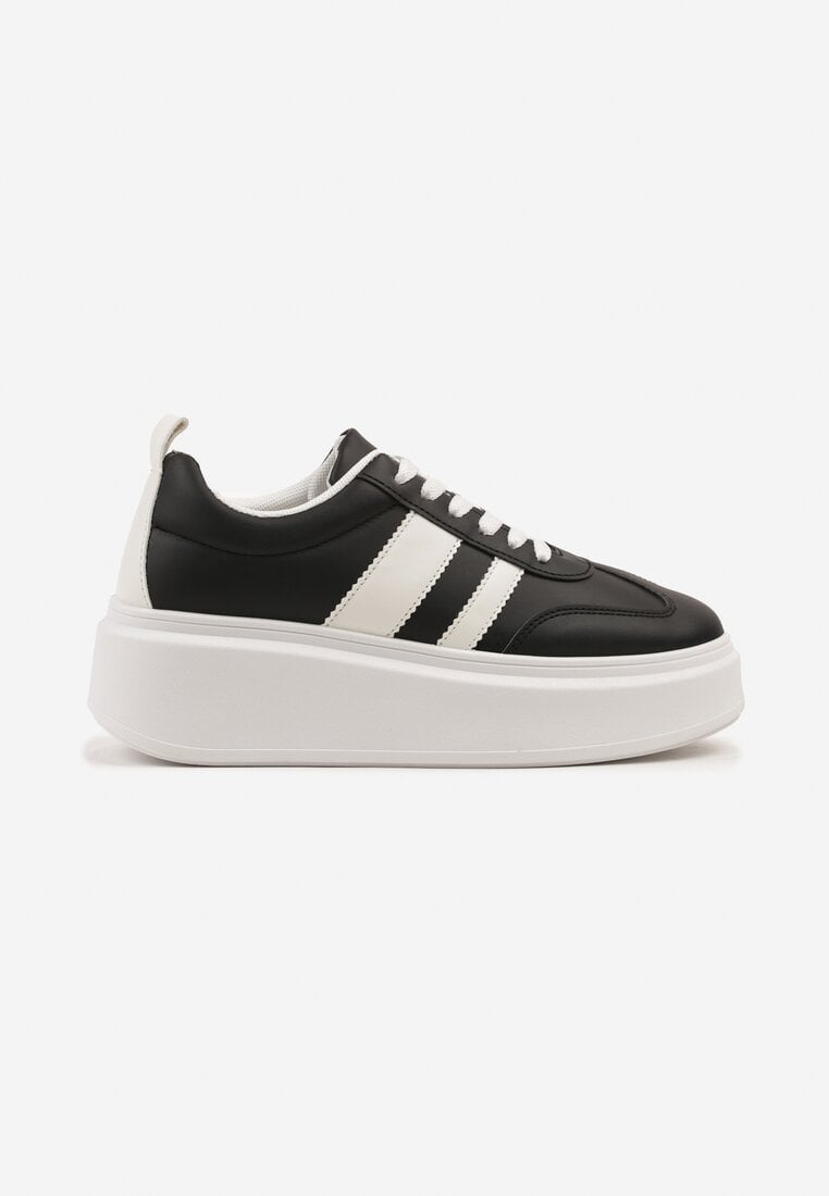 Czarne Sneakersy w Stylu Klasycznych Tenisówek na Grubej Podeszwie Rediree