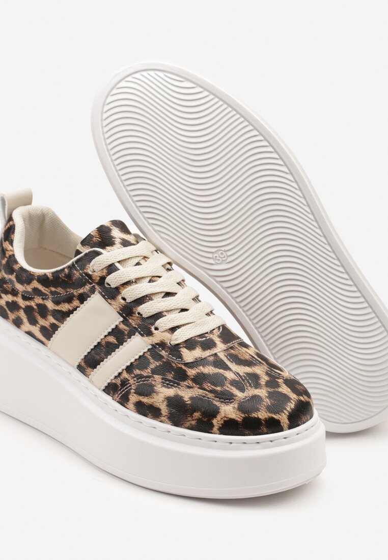 Panterkowe Sneakersy w Stylu Klasycznych Tenisówek na Grubej Podeszwie Rediree