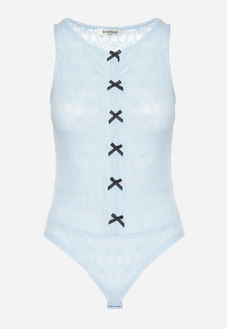 Niebieskie Body Ozdobione Kokardkami Ovilene