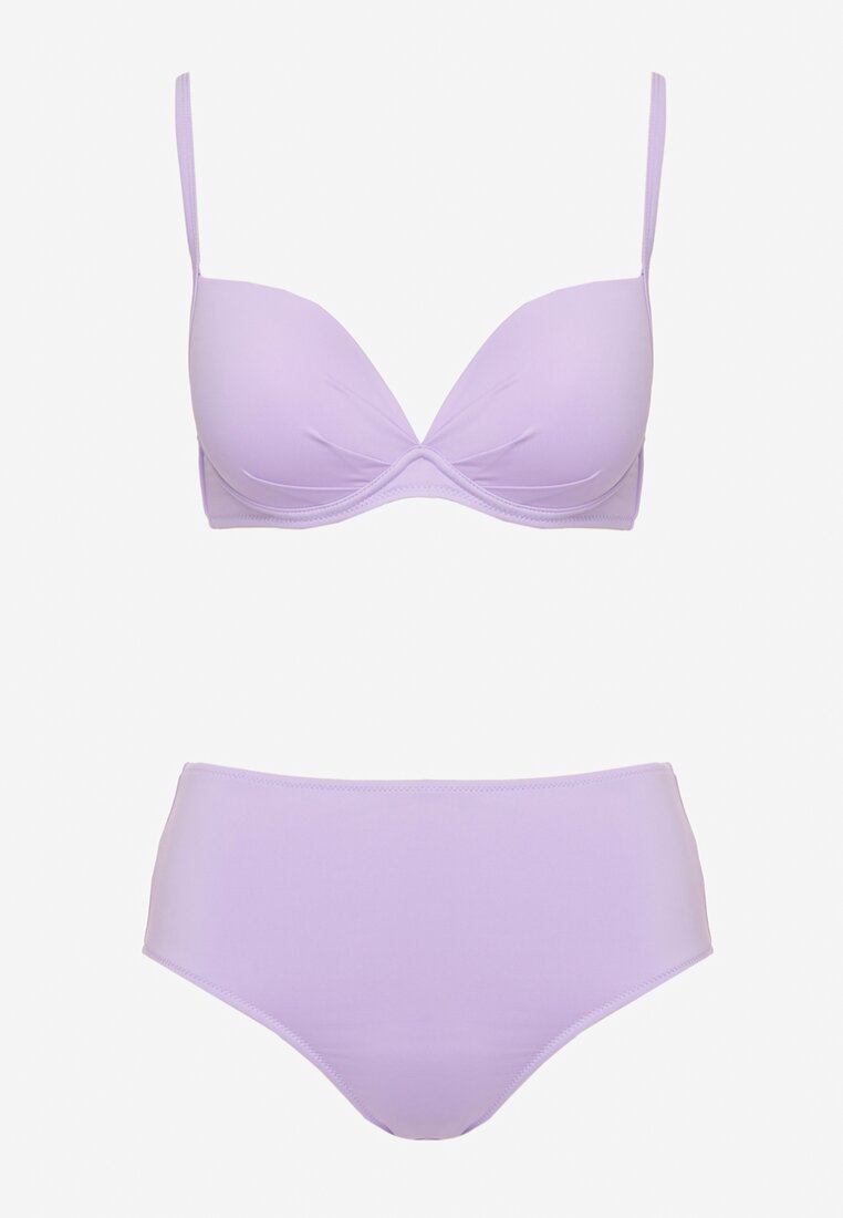 Jasnofioletowe Klasyczne Bikini Majtki Typu Figi i Biustonosz Natinela
