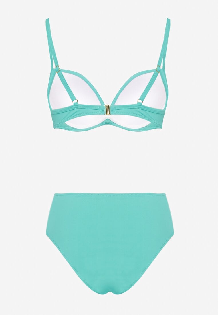 Zielone Klasyczne Bikini Majtki Typu Figi i Biustonosz Natinela