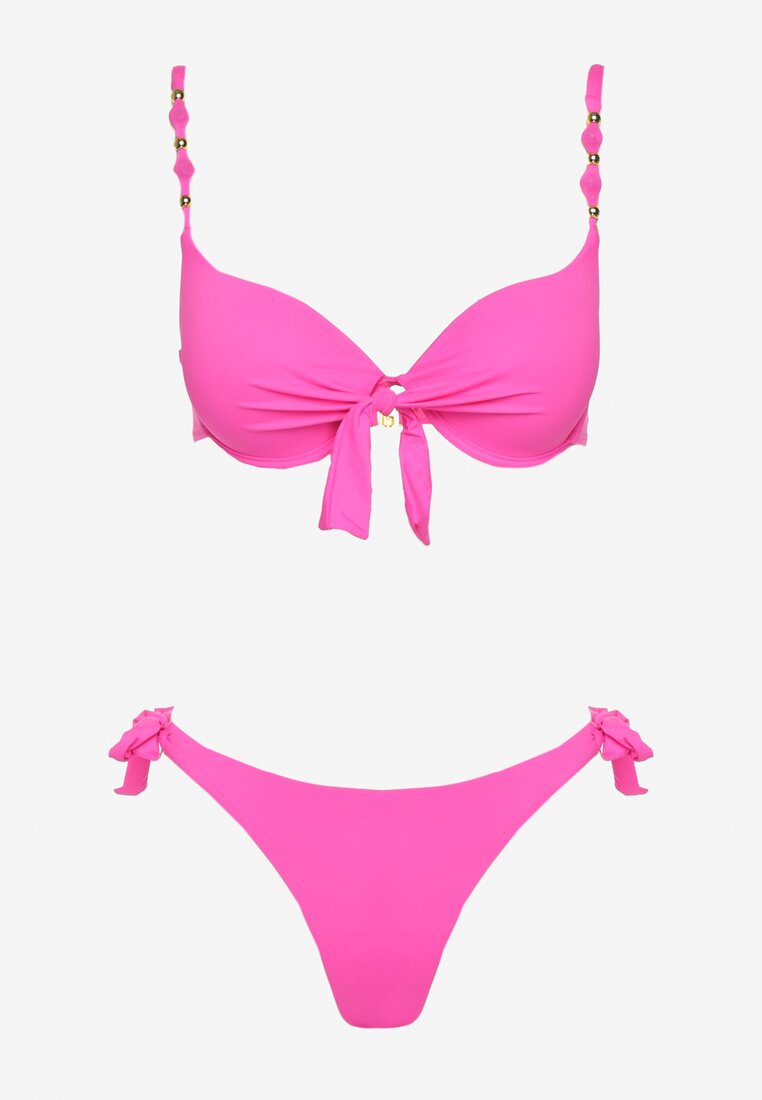 Fuksjowe Bikini Biustonosz i Majtki Ozdobione Wiązaniem Uloselira