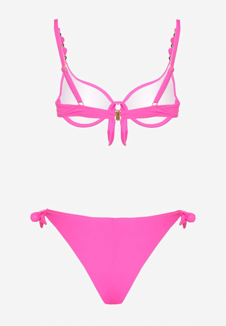 Fuksjowe Bikini Biustonosz i Majtki Ozdobione Wiązaniem Uloselira