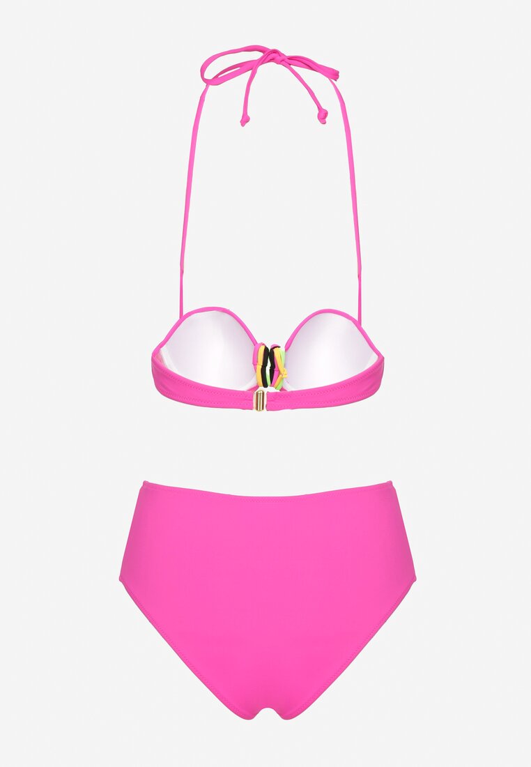 Fuksjowe Bikini Biustonosz z Geometrycznym Wzorem Majtki Typu Figi Ulosalia
