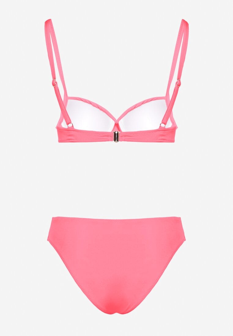Różowe Bikini Biustonosz z Trójkątną Ozdobą i Majtki Typu Figi Natisalia