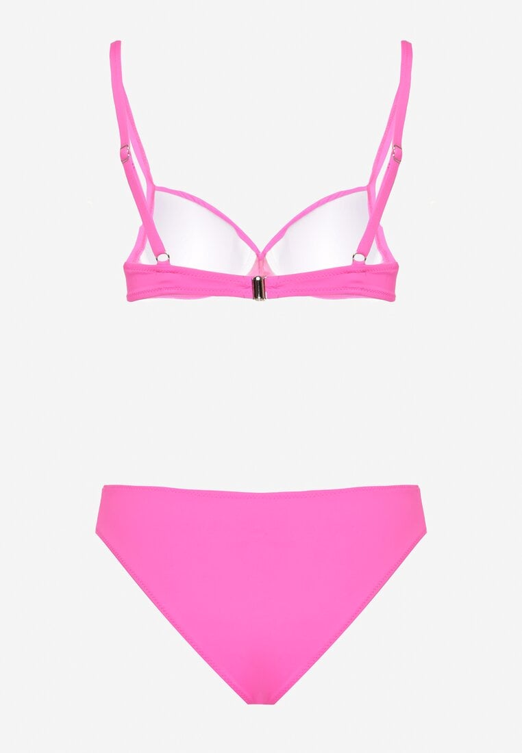 Fuksjowe Bikini Biustonosz z Trójkątną Ozdobą i Majtki Typu Figi Natisalia