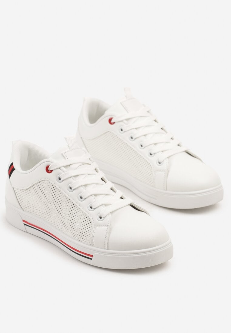 Białe Sneakersy Ozdobione Perforacją Linatenia