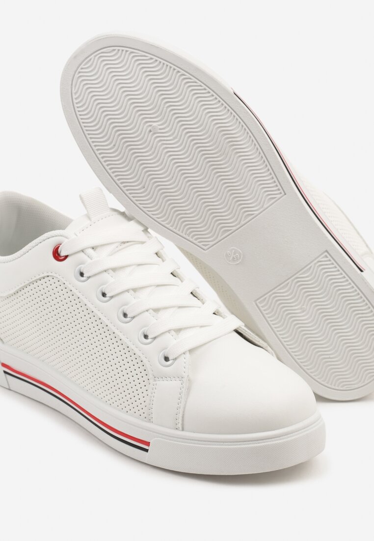 Białe Sneakersy Ozdobione Perforacją Linatenia