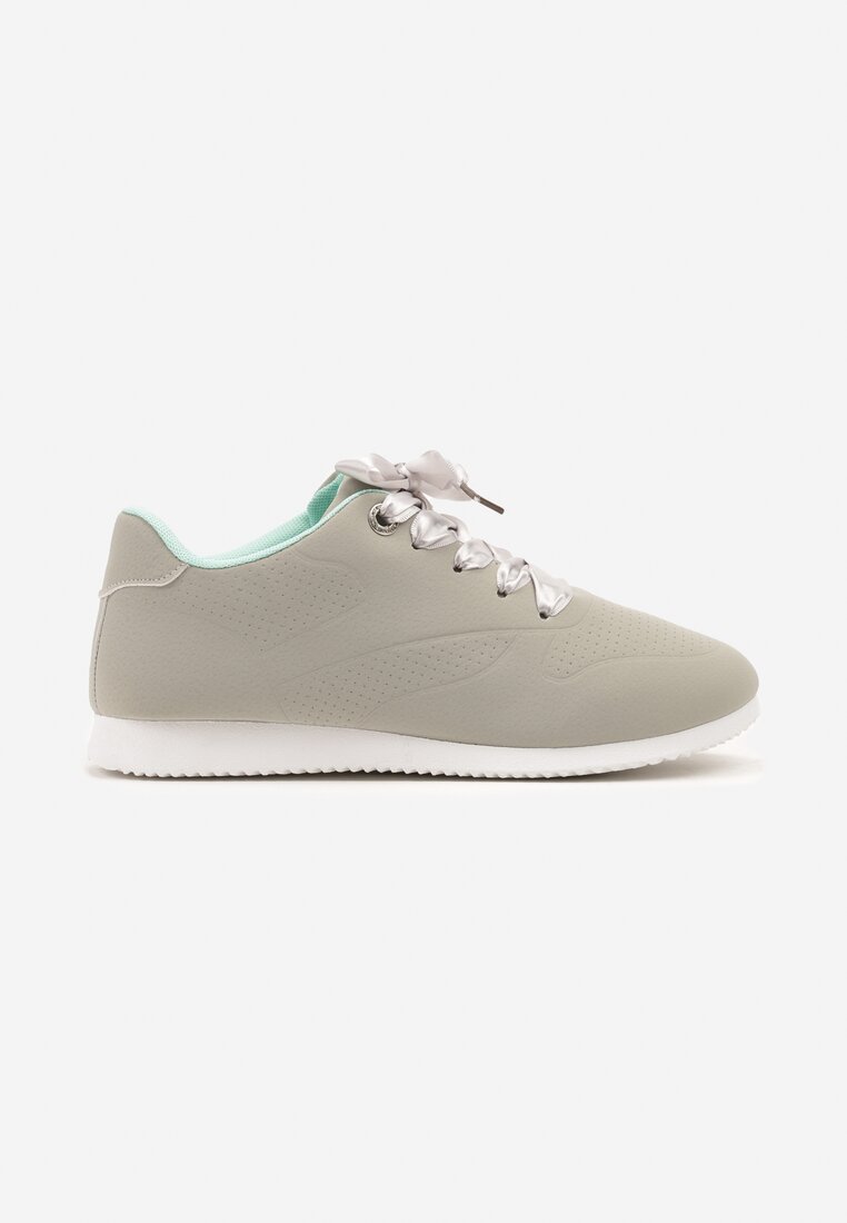 Szaro-Niebieskie Sneakersy Półbuty Ozdobione Wstążką Filarissa