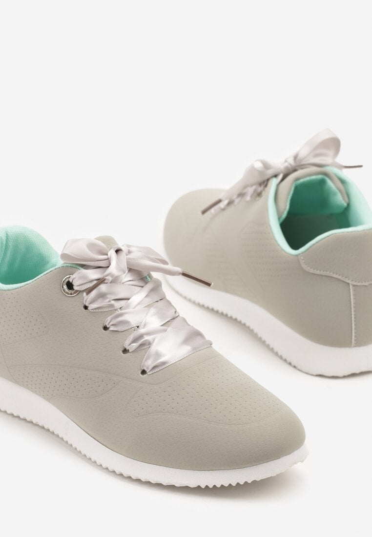 Szaro-Niebieskie Sneakersy Półbuty Ozdobione Wstążką Filarissa