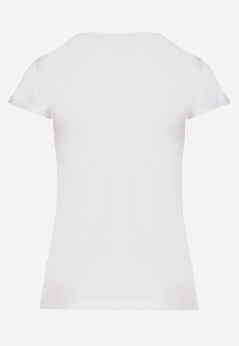 Biały T-shirt z Bawełny o Prostym Kroju z Dekoltem w Serek Fevireena
