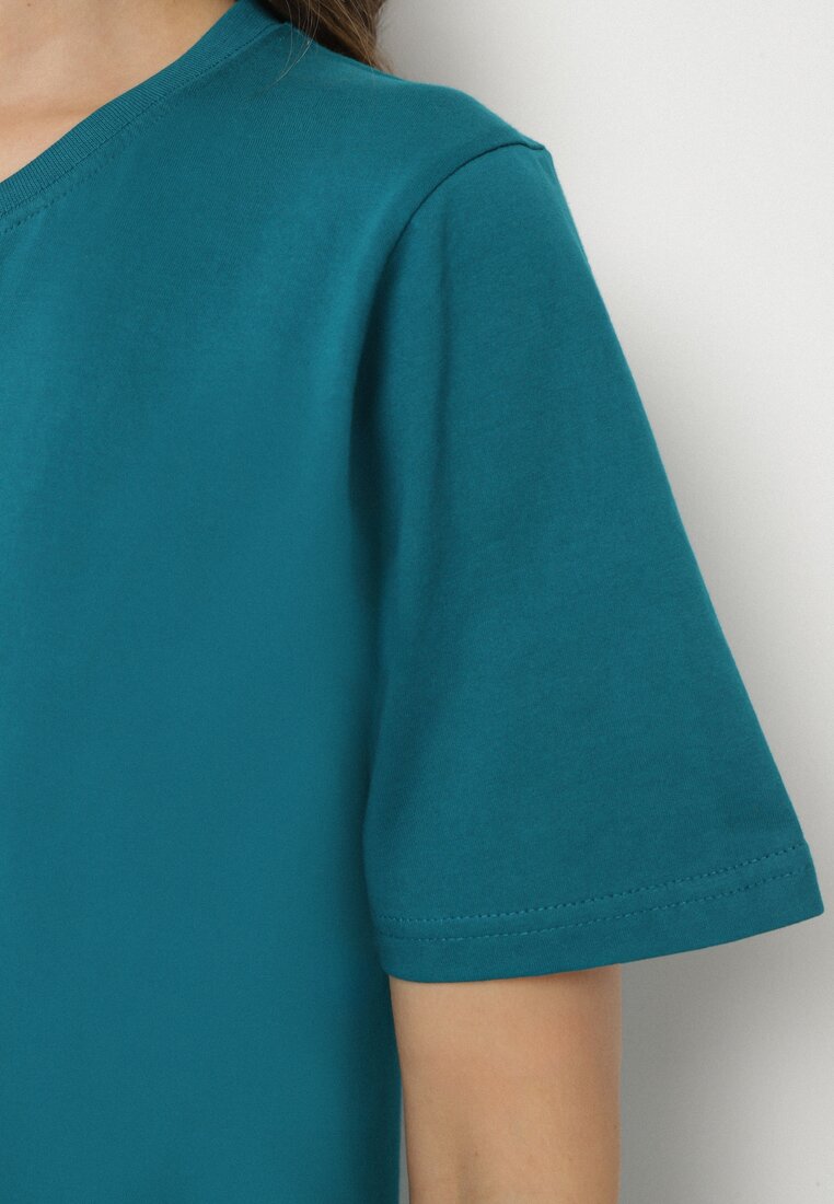 Ciemnozielony Bawełniany Klasyczny T-shirt Fevarene