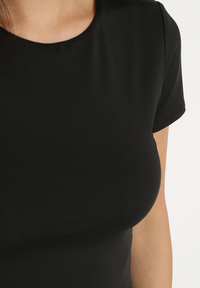 Czarny T-shirt Krótki z Wiskozą Eframera