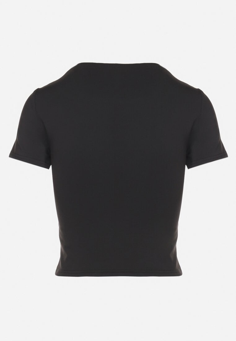 Czarny T-shirt Krótki z Wiskozą Eframera