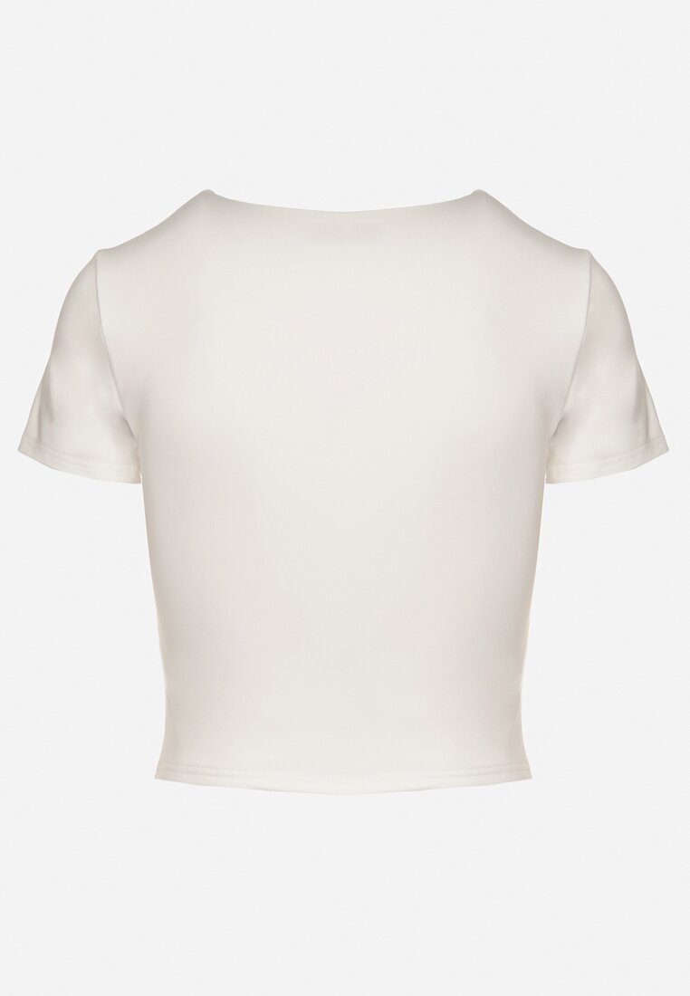 Biały T-shirt Krótki z Wiskozą Eframera