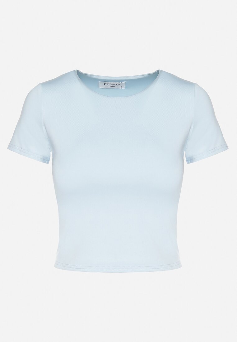 Jasnoniebieski T-shirt Krótki z Wiskozą Eframera