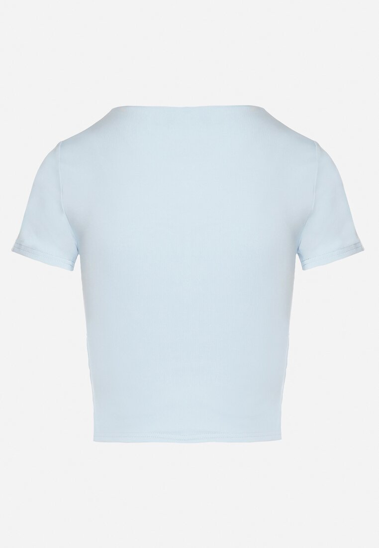 Jasnoniebieski T-shirt Krótki z Wiskozą Eframera