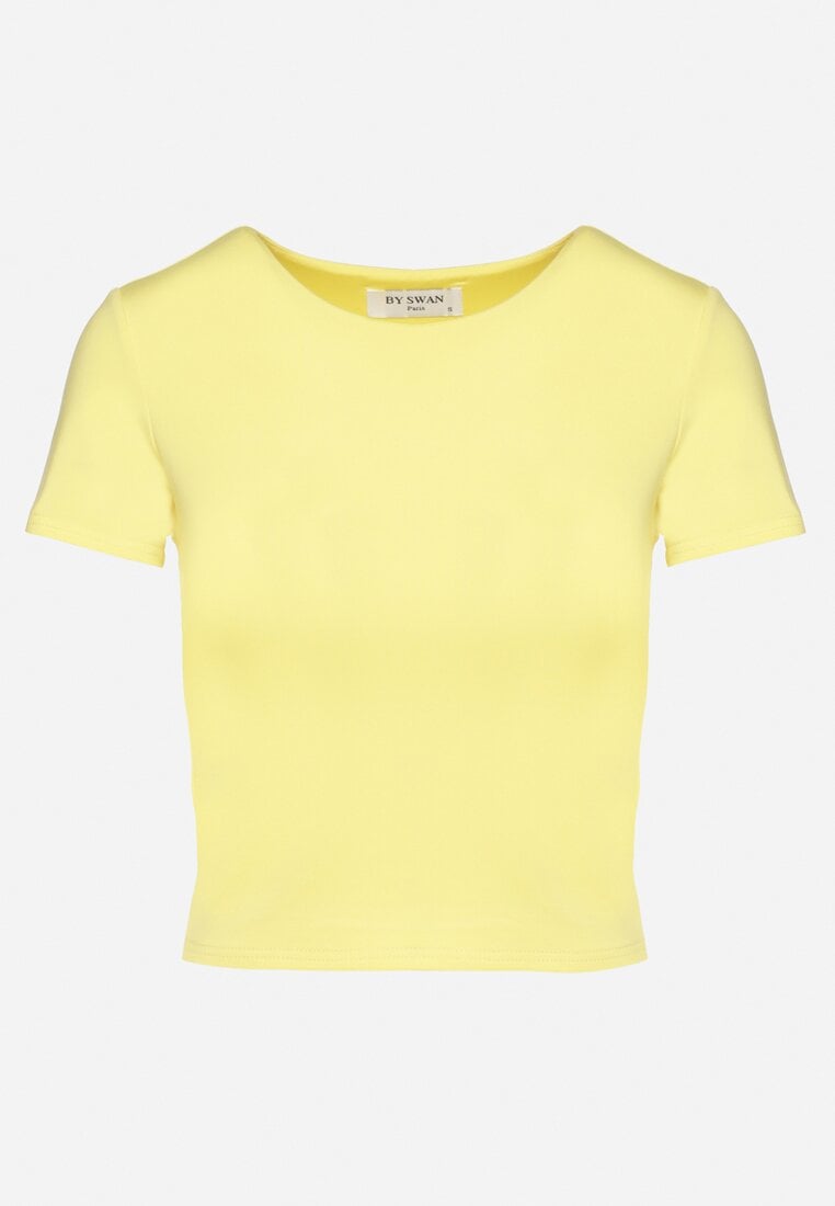 Żółty T-shirt Krótki z Wiskozą Eframera