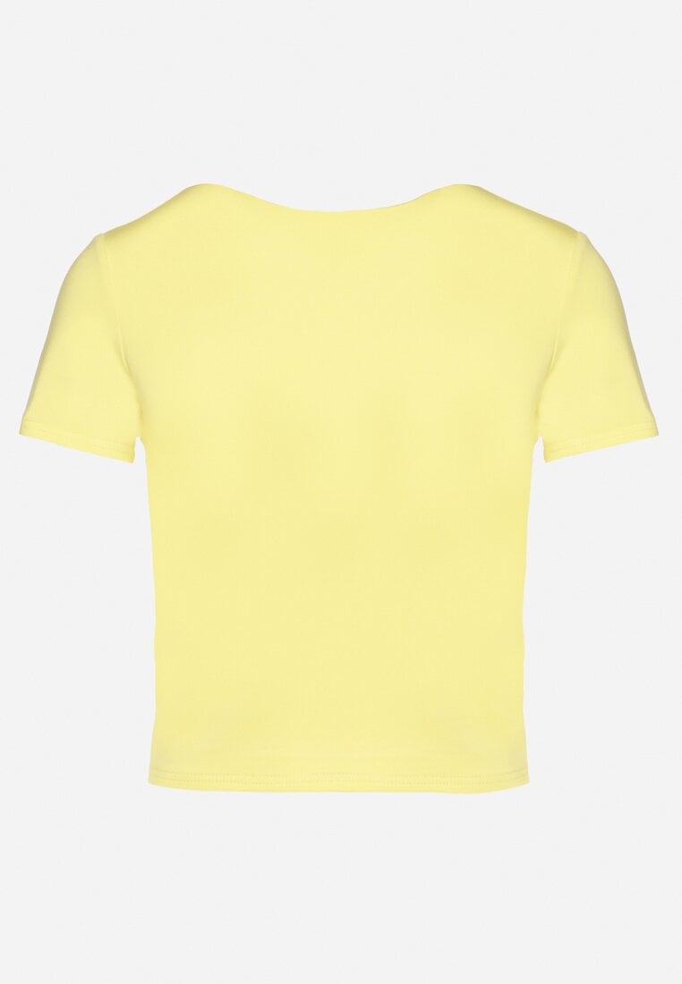 Żółty T-shirt Krótki z Wiskozą Eframera