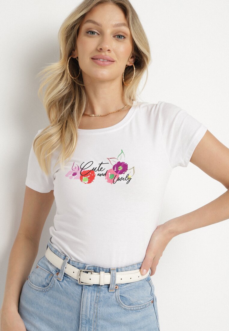 T-shirt Alb cu roz