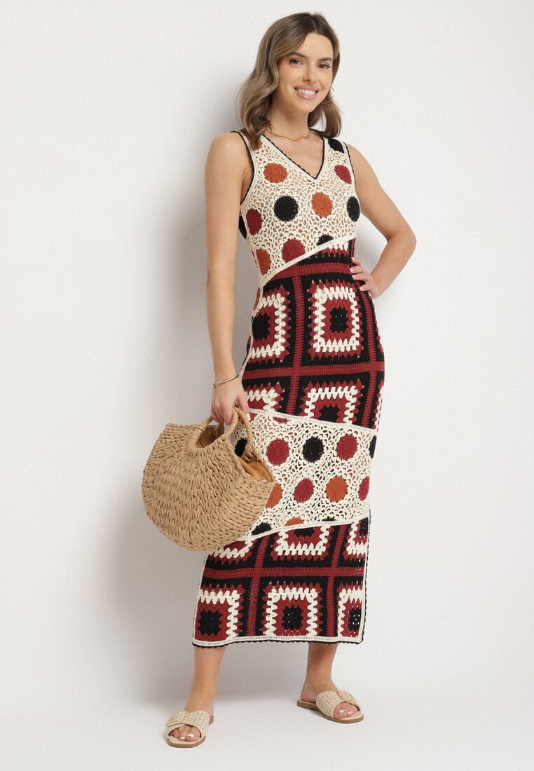 Rochie Bej cu maro