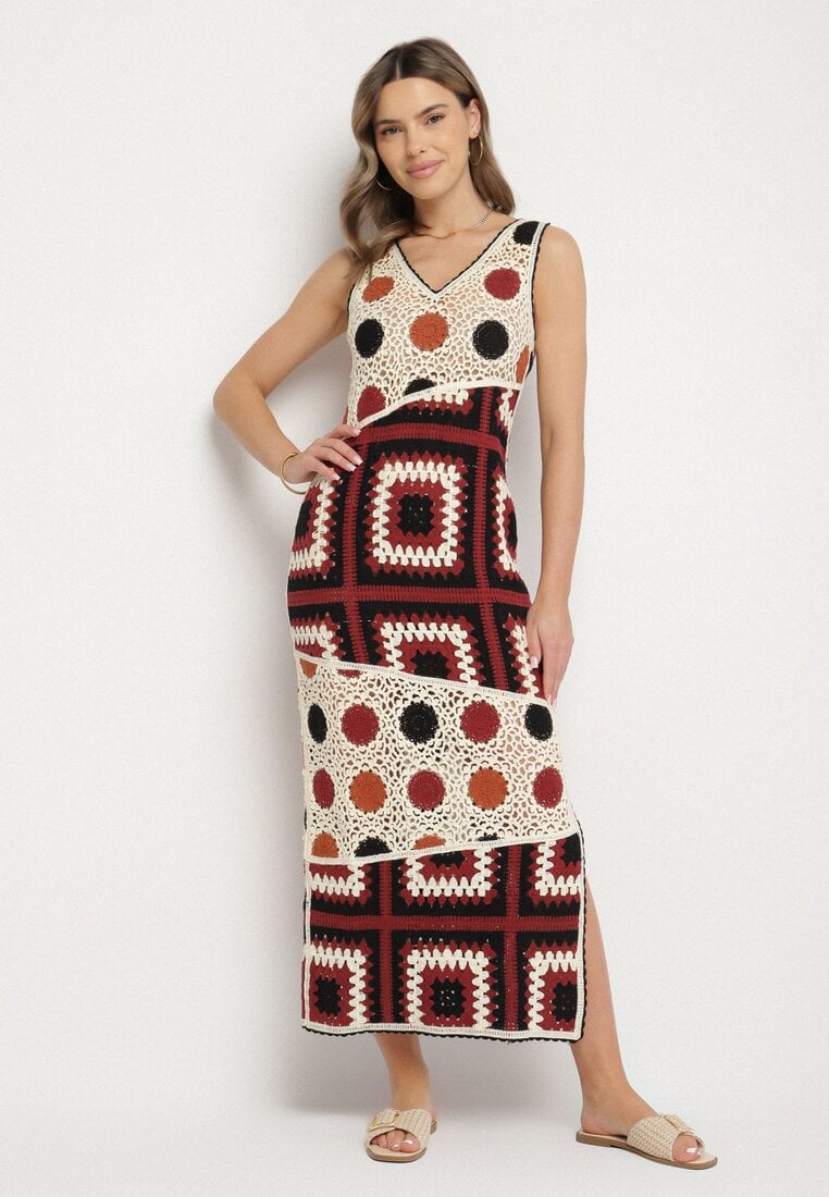 Rochie Bej cu maro