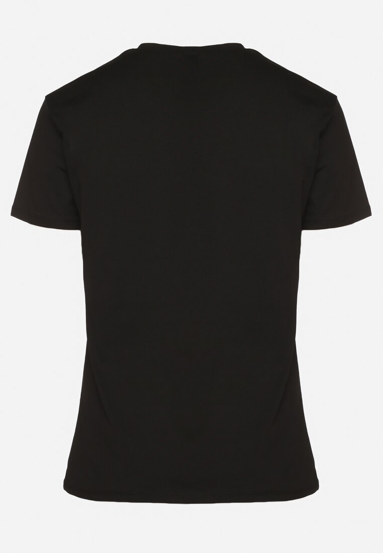 Czarny Bawełniany T-shirt Ozdobiony Sercem Tolianee