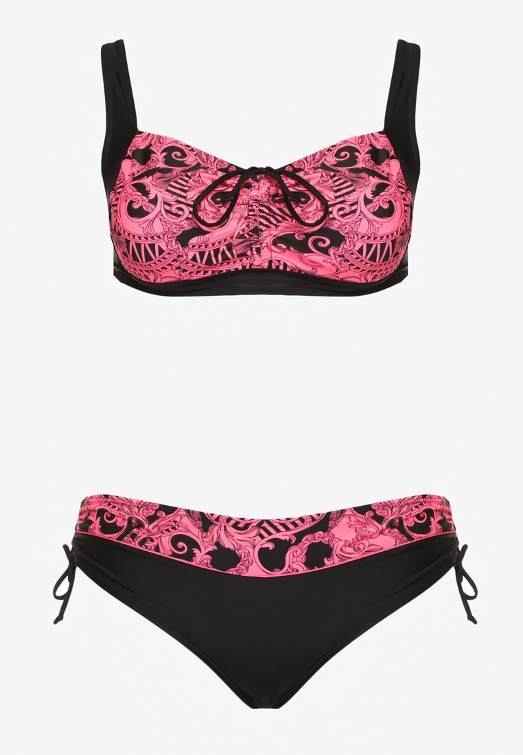 Fuksjowe Bikini ze Ściągaczami Biustonosz i Majtki Figi Miladenna