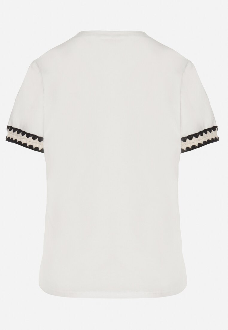 Biały T-shirt z Bawełny Ozdobiony Sercem Firiane