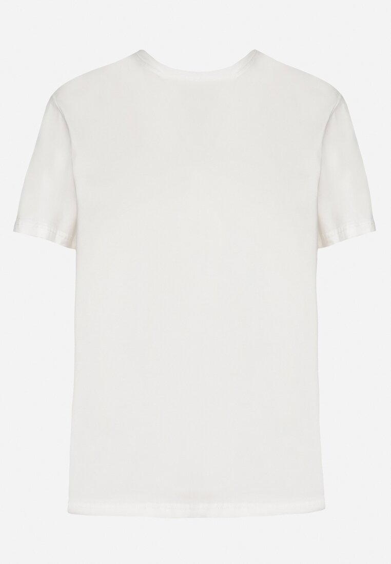 Biały T-shirt z Bawełny Ozdobiony Naszywką Firolee