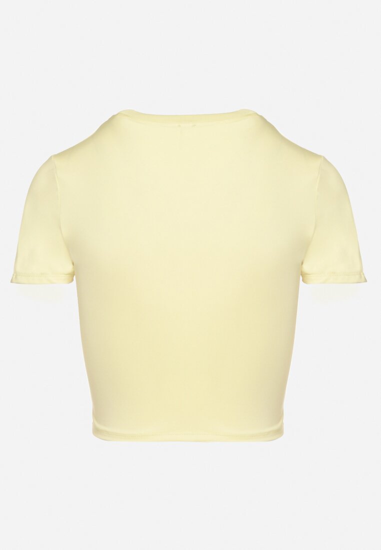 Żółty T-shirt z Wiskozą o Dopasowanym Kroju Typu Crop Top Folirra