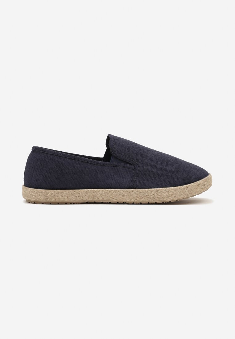 Granatowe Trampki w Stylu Espadryli Wsuwane Tolindea
