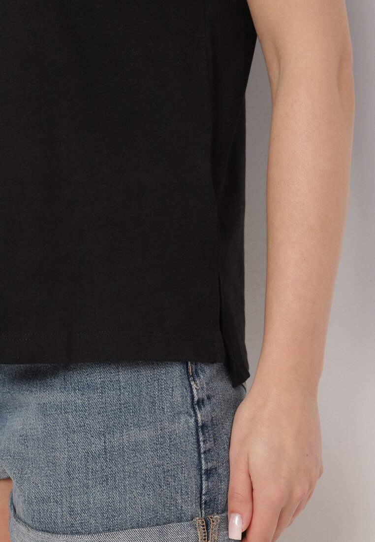 Czarny Klasyczny T-shirt Oversize z Bawełny Zivassa