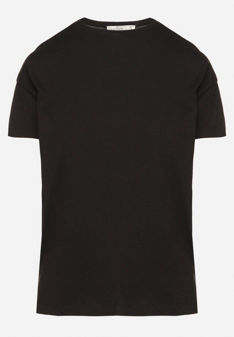 Czarny Klasyczny T-shirt Oversize z Bawełny Zivassa