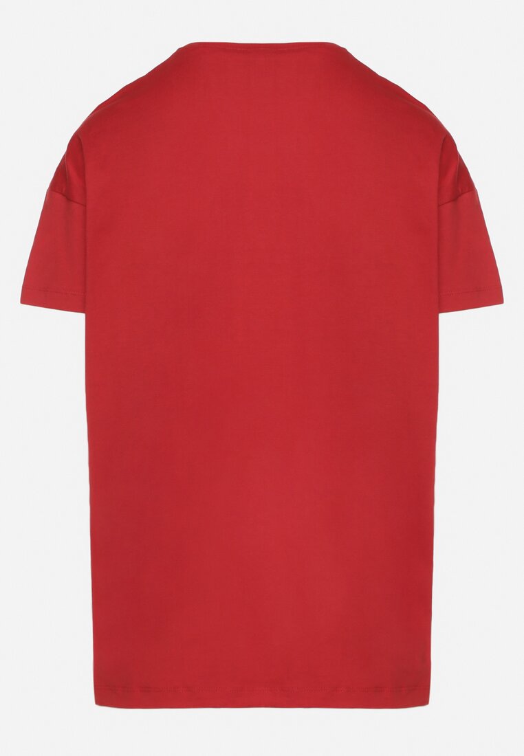 Bordowy Klasyczny T-shirt Oversize z Bawełny Zivassa