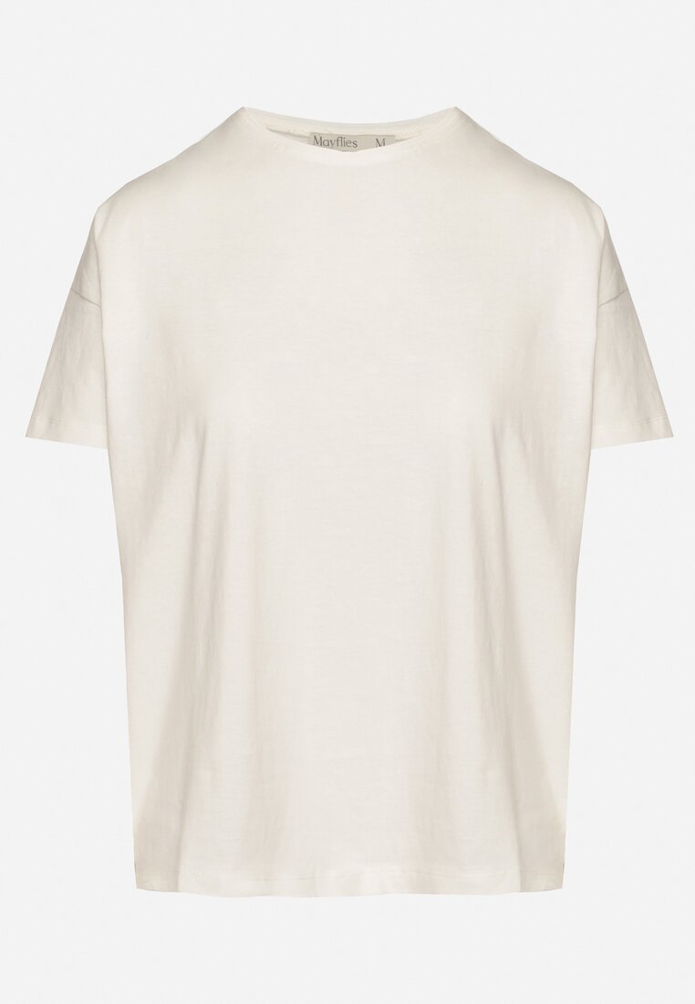 Beżowy Klasyczny T-shirt Oversize z Bawełny Zivassa