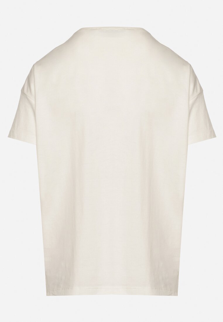 Beżowy Klasyczny T-shirt Oversize z Bawełny Zivassa
