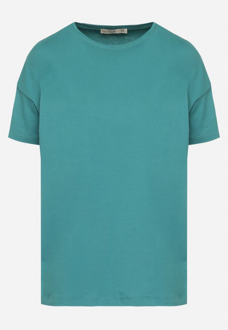Zielony Klasyczny T-shirt Oversize z Bawełny Zivassa