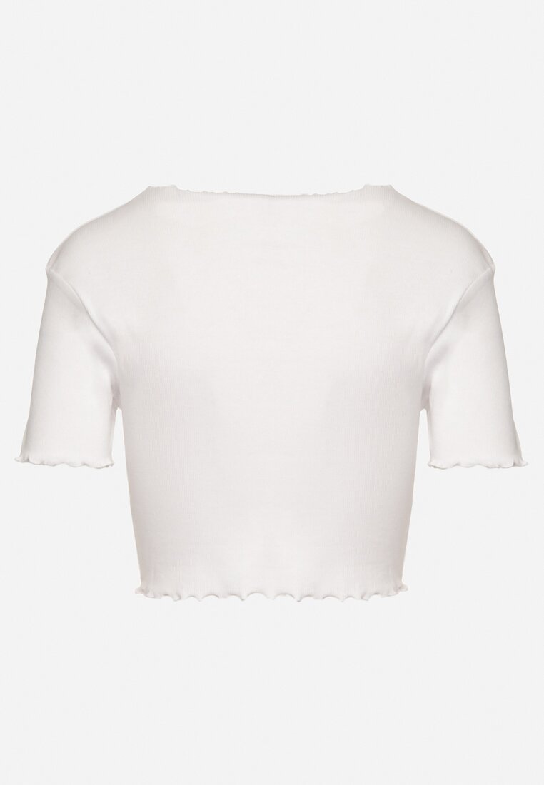 Biały Prążkowany T-shirt z Bawełną Adlesa